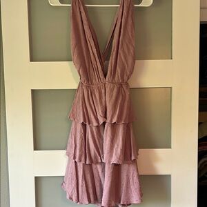 Lulu's Purple Plunge Neck Sleeveless Sundress